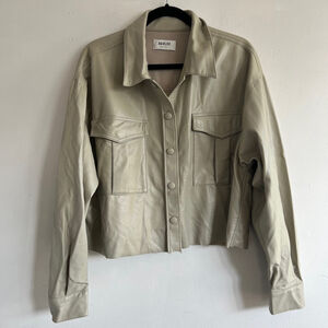 AGOLDE Beige Leather Jacket Women's L